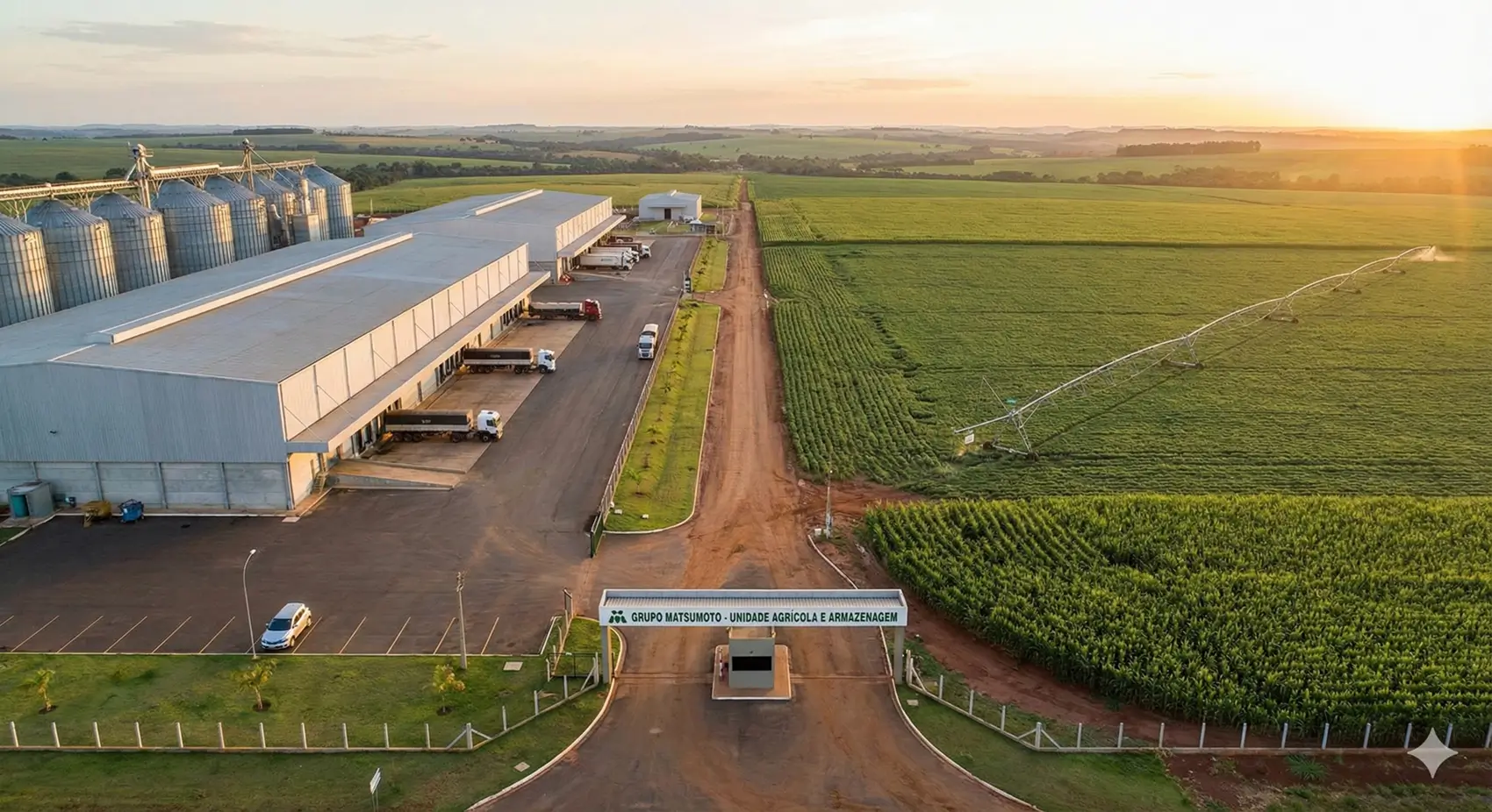 Instalações de armazenagem e fazenda do Grupo Matsumoto