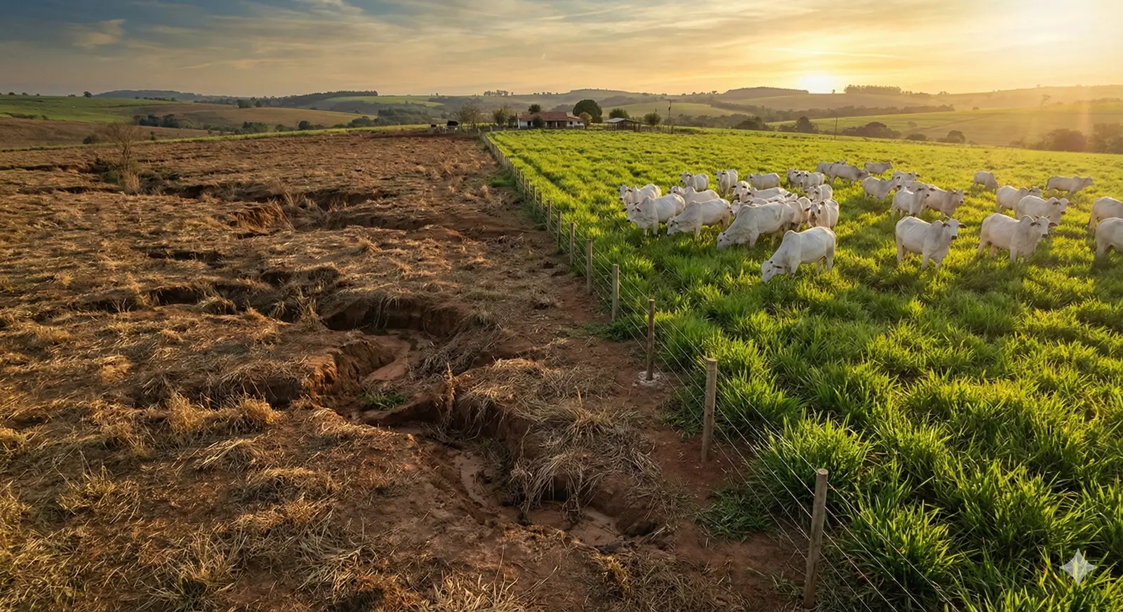 Recuperação de pastagens degradadas e gado no pasto